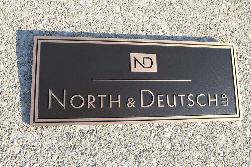 Bronze plaque for traditional and established businesses, eg. North & Deutsch LLP