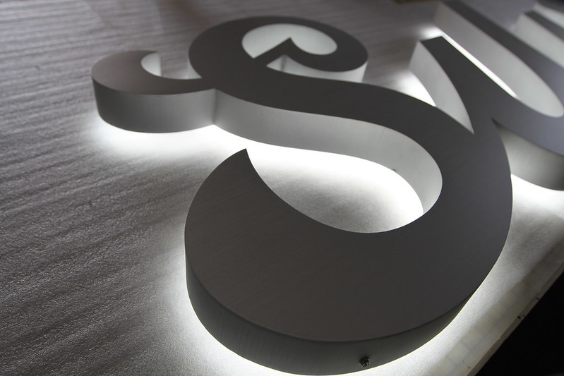 An example of a halo lit sign that can be used in hotel or restaurant lobbies