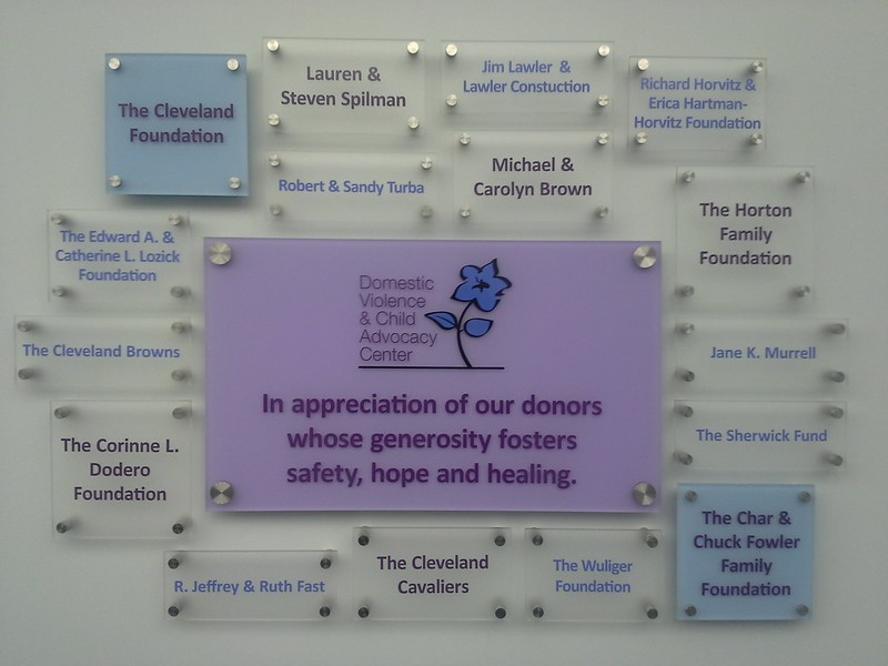 Acrylic panel donor wall