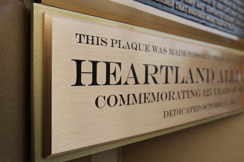 Etched bronze dedication plaque