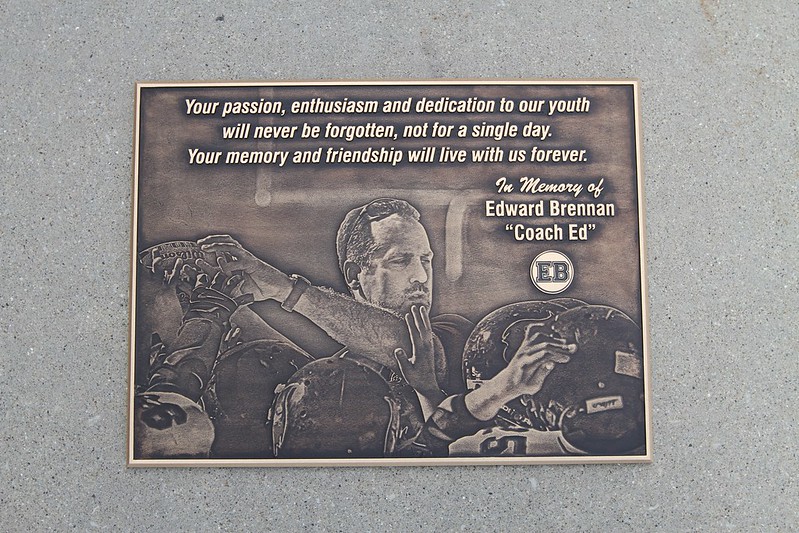 Memorial plaque honoring a coach