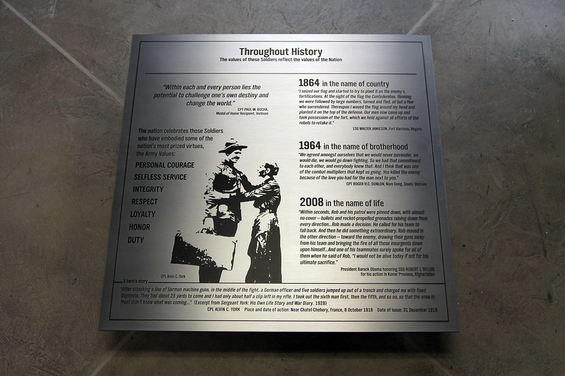 Stainless steel plaque with custom text, varying fonts, and an etched halftone picture.