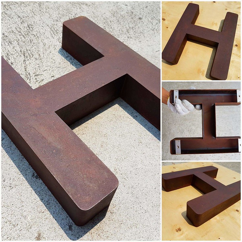 3D Corten steel letter