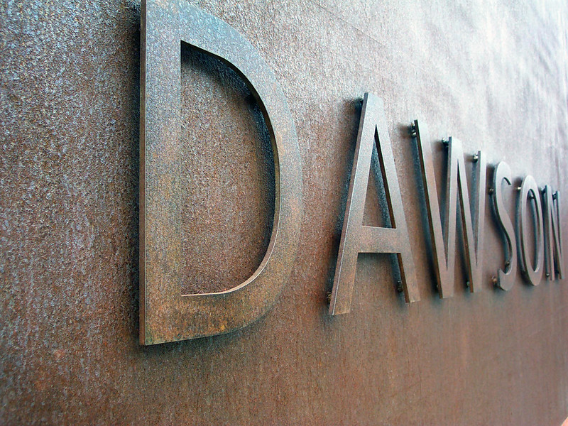 Corten steel letters used for exterior signage